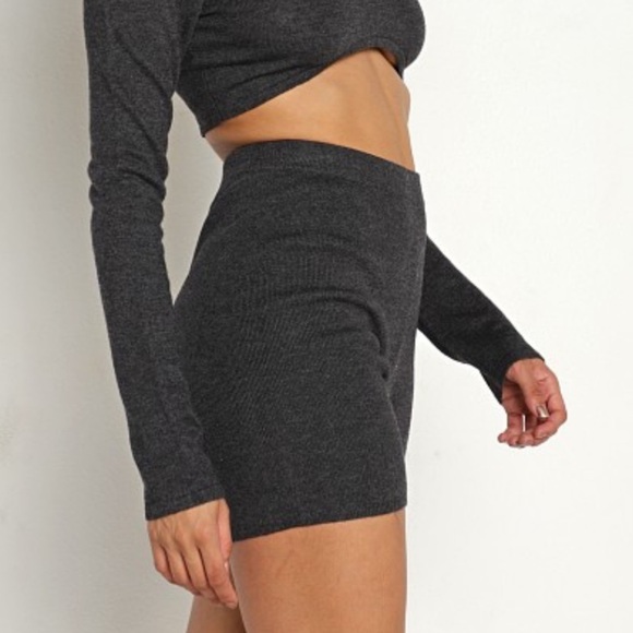 NWT Calvin Klein Sweater Lounge Sleep Short in Charcoal Heather - Picture 3 of 10
